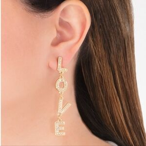 Gold LOVE Linear Drop Earrings